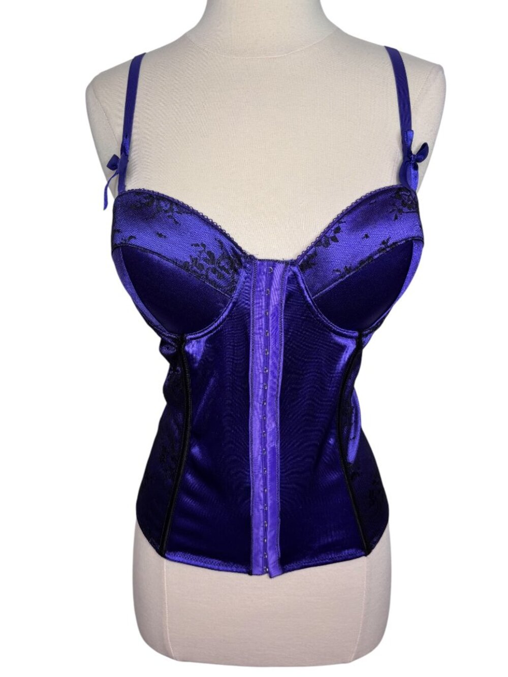 Morbid Threads Y2K Purple Satin Back Lace Up Push Up Corset Top Size 36C
